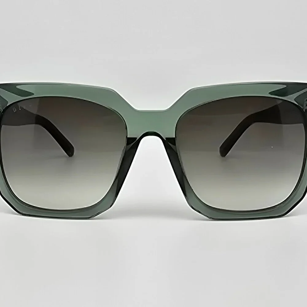 Diff Eyewear Ariana II Crystal Green Frame Green Gradient Lens Sunglasses w Case - Picture 3 of 16